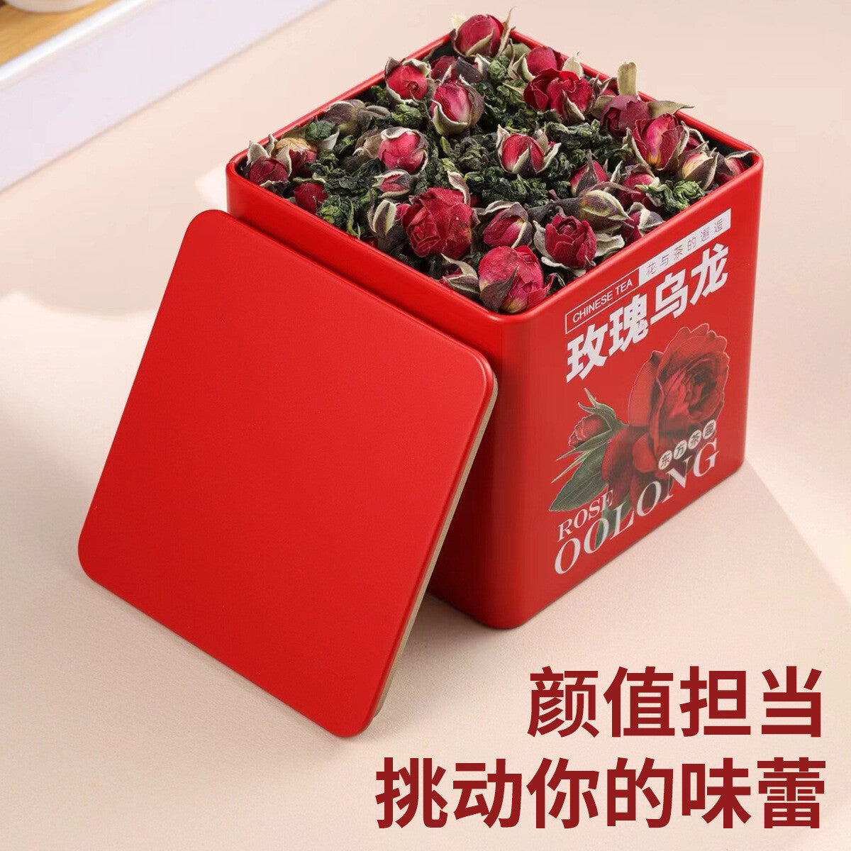 Floral Fruit Tea for Women’s Wellness  Tin Can Rose Oolong Tea with Rose Petals Main image