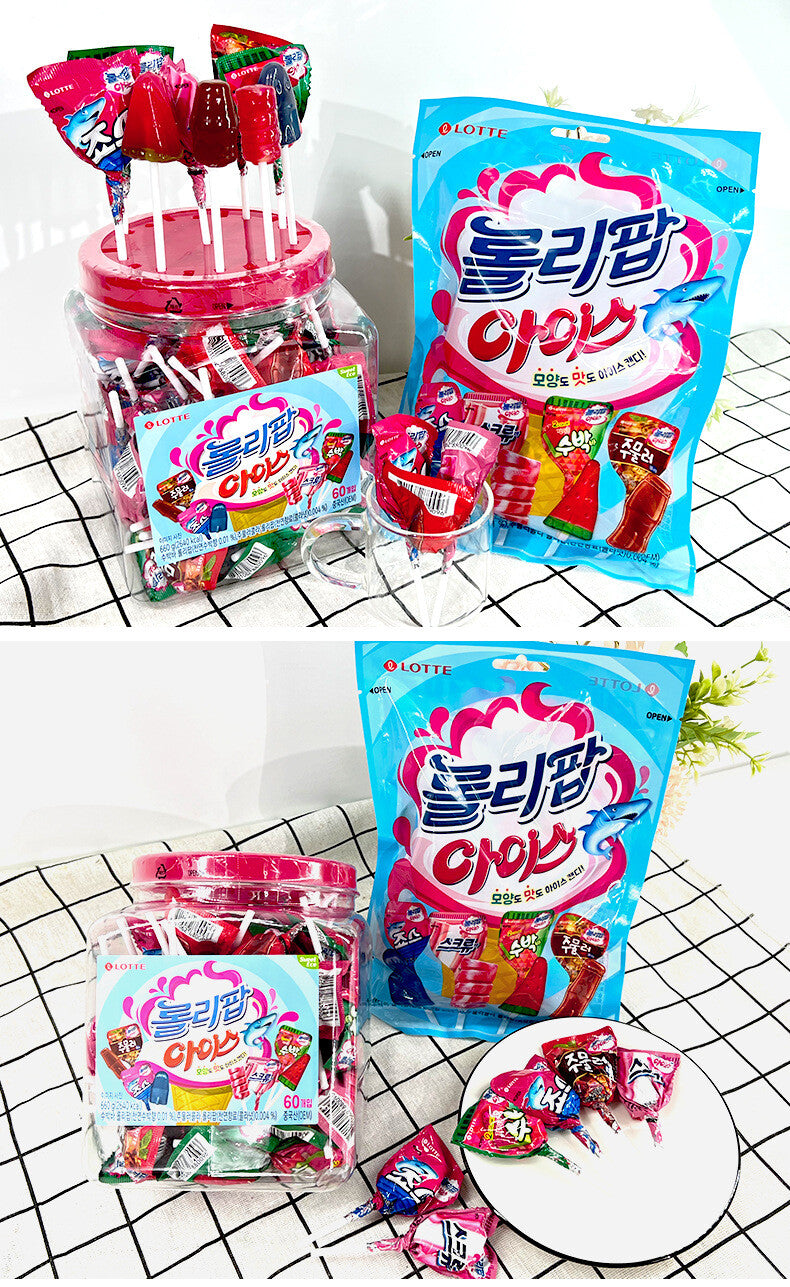 Korean Snack Lotte Lotte Ice Cream Cartoon Lollipop Candy 60pcs 660g