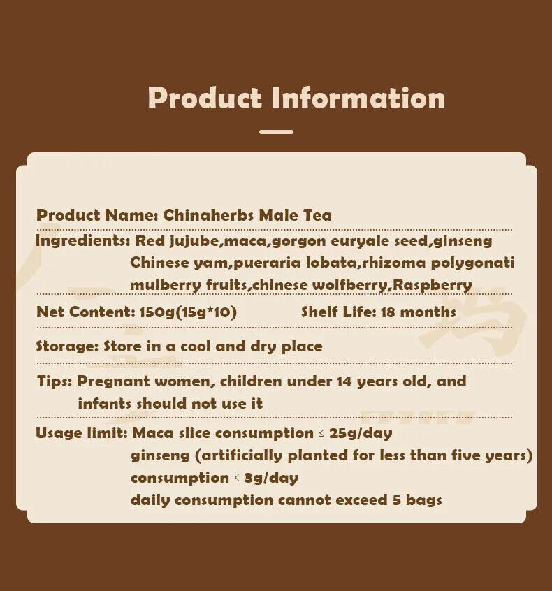 Chinese Herbal Tea for Man Vitality Enhancement Tea Ginseng Ten Treasures Tea