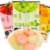 Japanese Daifuku Mochi Rice Cakes with Strawberry and Mango Sweet Dessert Snack