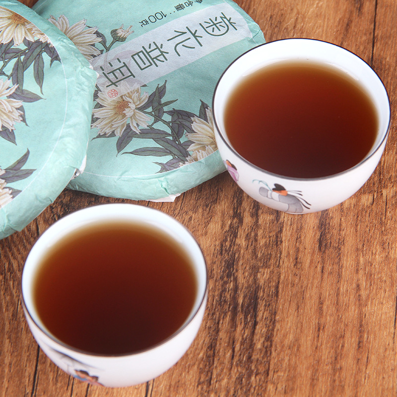 Organic Ripe Pu-erh Tea Gift Tea Health Care100g*5pcs Chrysanthemum Pu-erh Tea