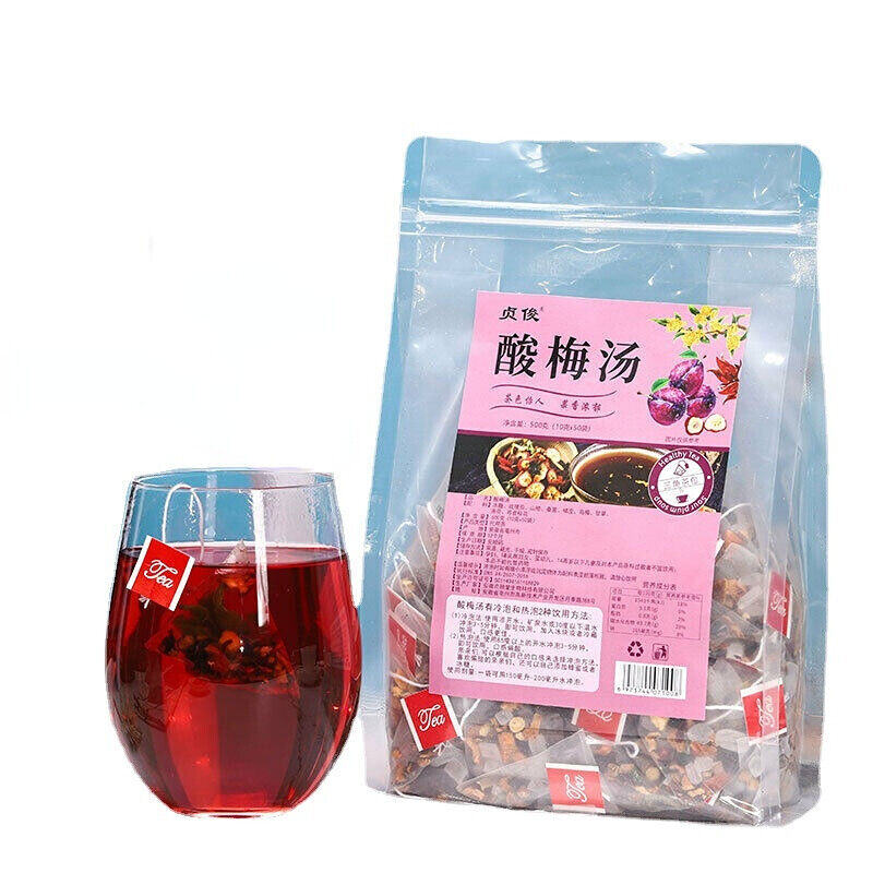 500g/10gx50 Syrup of Plum Tea Bags Chinese Triangle Herbal Tea Bag Tea Packaging Main image
