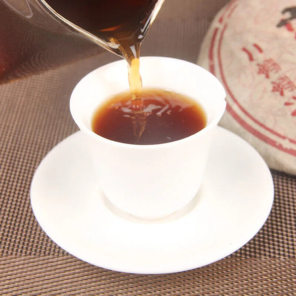 357G Chinese Good Taste Shu Puer Tea Cake Yunnan Qizi Bing Fermented Puerh Cha