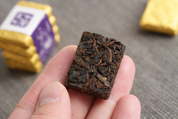 500g Yunnan Pu-erh Ripe Tea Glutinous Aromatic Mini Square Brick Tea Thin Slices
