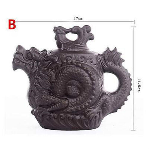 China Traditional Ceramic Tea Pot Dragon Phoenix Tea Kettle Purple Clay Tea Set