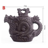 China Traditional Ceramic Tea Pot Dragon Phoenix Tea Kettle Purple Clay Tea Set