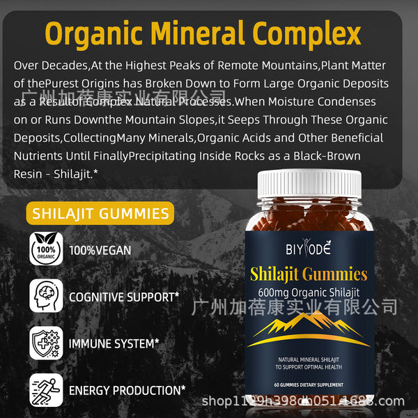 100% Vegan Organic Shilajit Gummies Cognitive Energy Support 60 Count