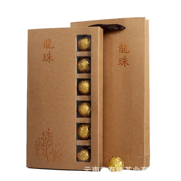 Yunnan Pu'er Tea 18pcs (Golden Tin) Menghai Golden Buds Ripe Tea Dragon Pearl