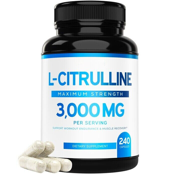 L-Citrulline 3000mg 240 Capsules GMP Certified & Non-GMO Free Form Amino Main image