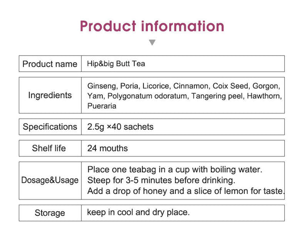 HIP&BIG BUTT TEA 100% Natural Herbal Tea Enhancement Buttock Firming Butt Tea