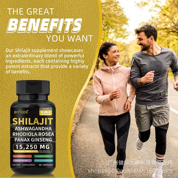 Shilajit Pure Himalayan 9000MG Energy Booster Ashwagandha 2000MG 60 Caps