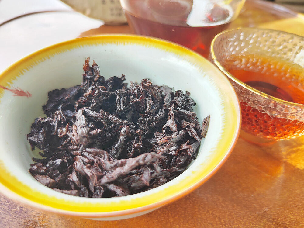 357g Old Panzhang Pu'er Ripe Tea Cake Menghai Aged Pu'er Tea Cake HongJinYin