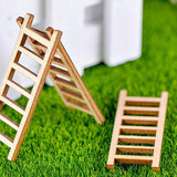 3pcs Mini Wooden Step Ladder Furniture Tools Fairy Garden Miniatures Decoration