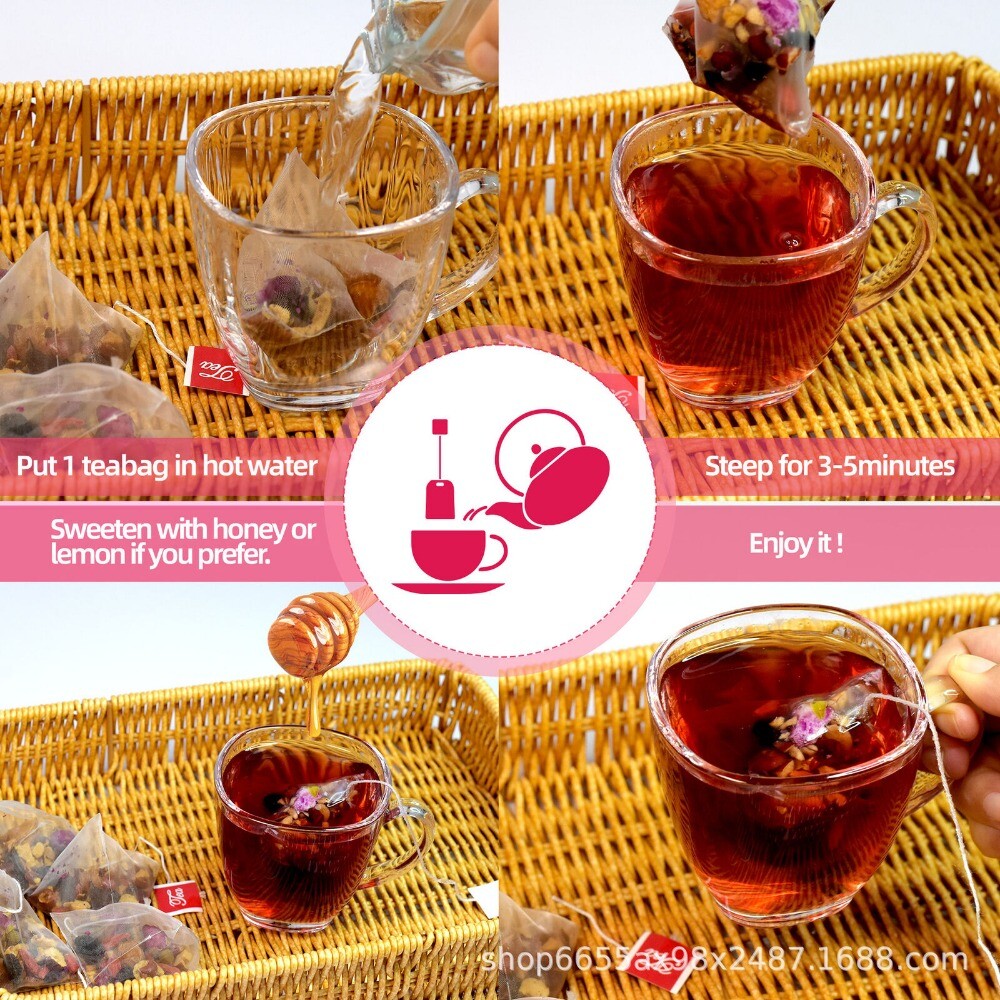 Menopause Support Tea Red Dates Longan Rose Beetroot Hormone Balance Herbal