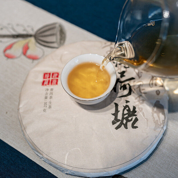 357g Mint Pond Puerh Raw Tea Cake Yunnan Yiwu Ancient Tree Puerh Cake Tea