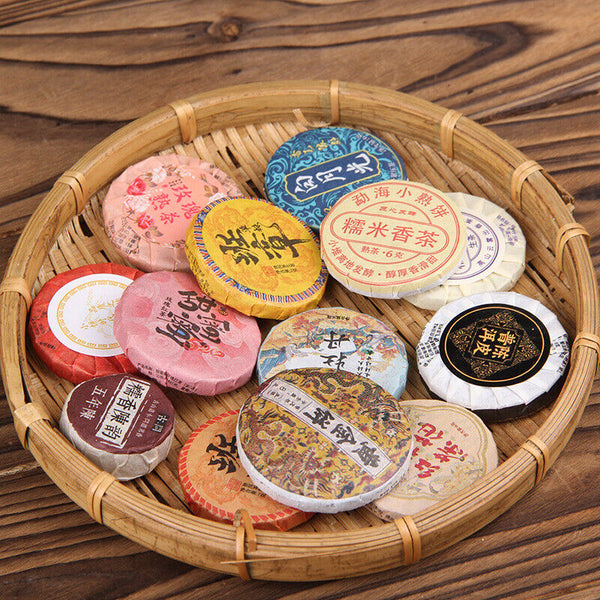Yunnan Glutinous Rice Fragrant Raw and ripe Pu-erh Tea -Small Tea Cake13pcs/can
