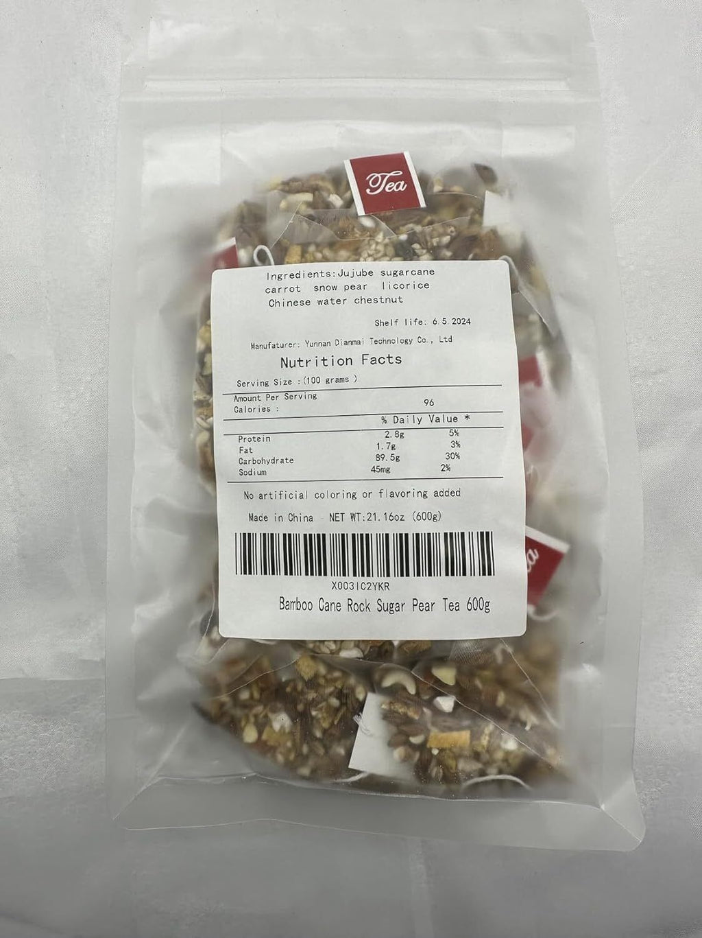 竹蔗茅根雪梨茶 Bamboo Cane Rock Sugar Pear Tea 600g 21.2Oz(12g*50package)