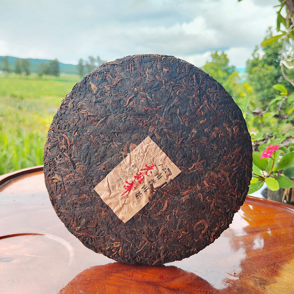 357g Old Panzhang Pu'er Ripe Tea Cake Menghai Aged Pu'er Tea Cake HongJinYin