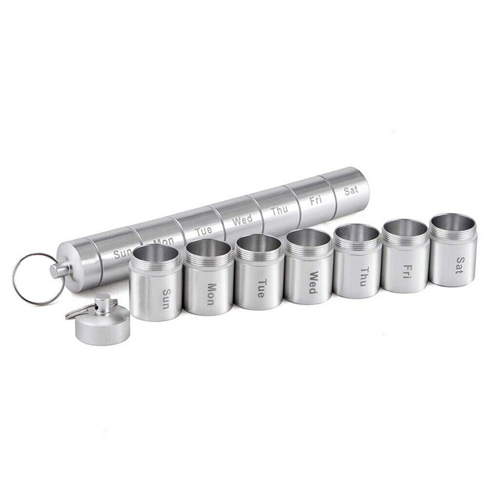 Waterproof Metal Pill Box Daily Medicine Container Keychain Pill Storage Holder