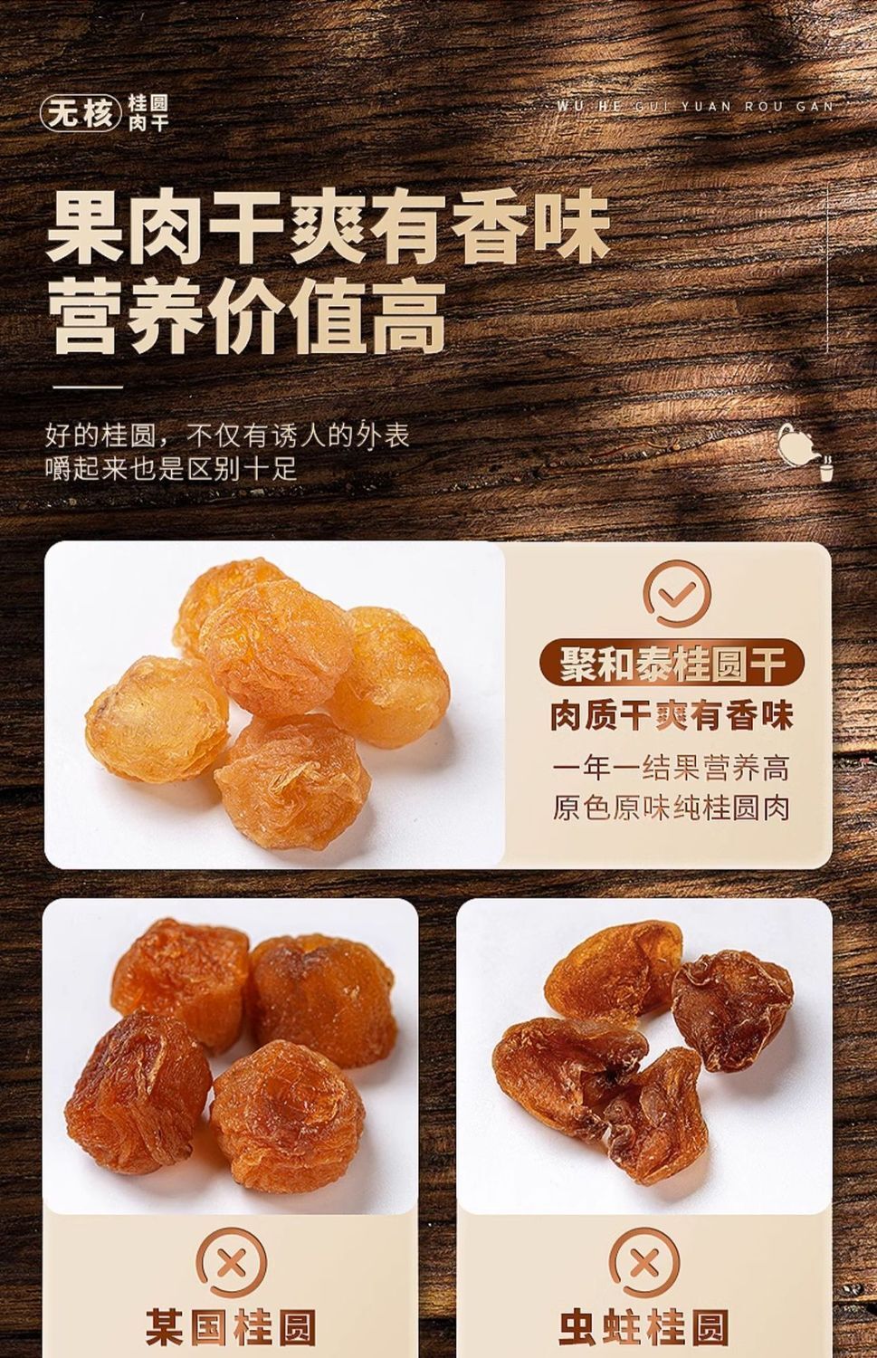 Juhe Tai Seedless Longan - 120g Dried Longan Meat, Premium Health Tea