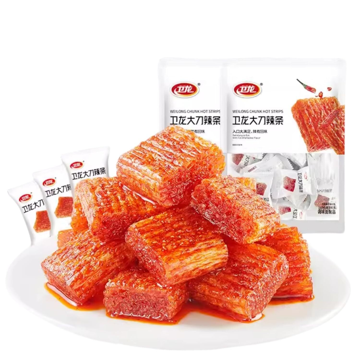 Spicy Strips - Spicy Gluten Latiao, Chinese Special Snack Food 78g (Pack of 2)