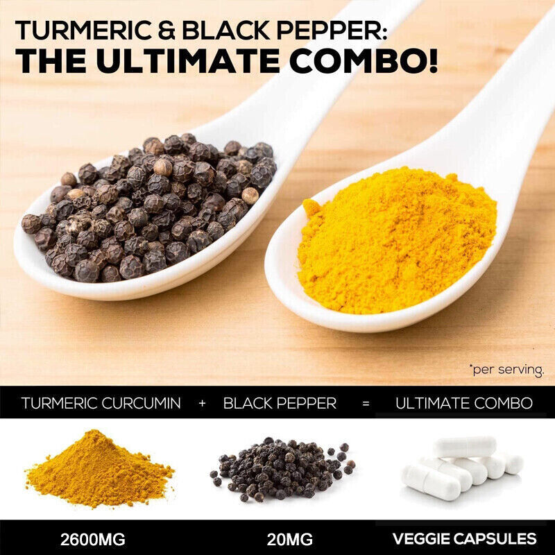 Turmeric Curcumin Highest Potency 95% 2600mg with BioPerine Black Pepper Extract