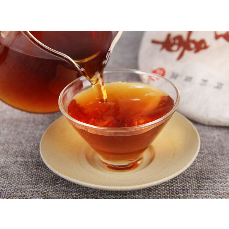 TeaPu'er Tea Ancient Tree Pu'er Tea Ripe Tea Cake 357g Black Tea Yunnan Pu'er Tea