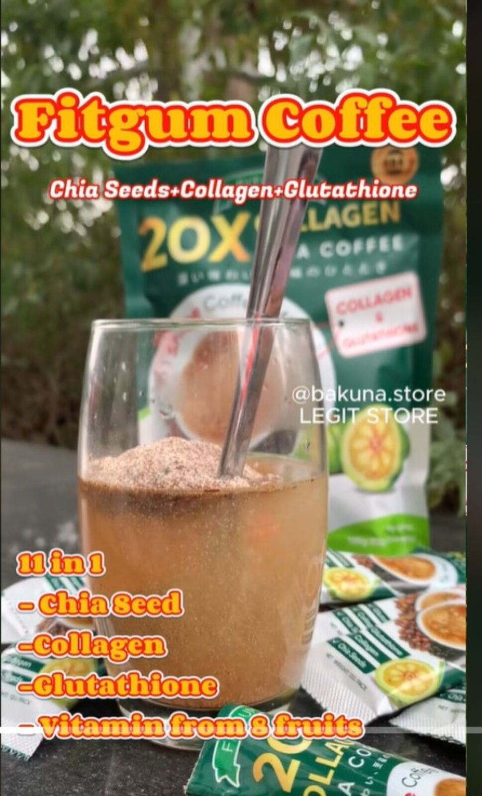Collagen Protein Chia Seed Coffee Original Superfood Blend Natural 120g