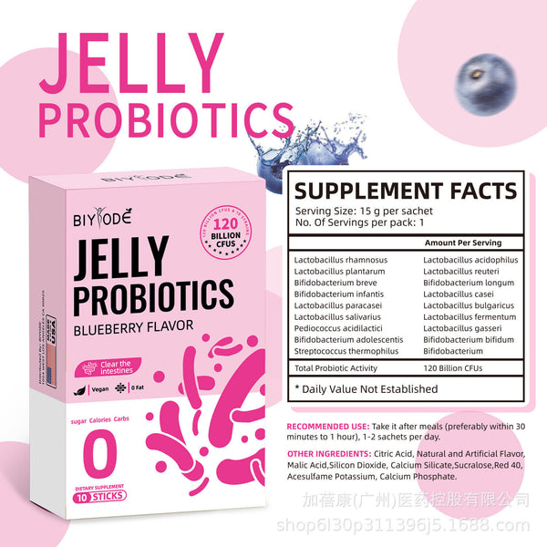 Health, Blueberry Flavor 10 Sticks Probiotic Jelly – Multi-Strain Digestive