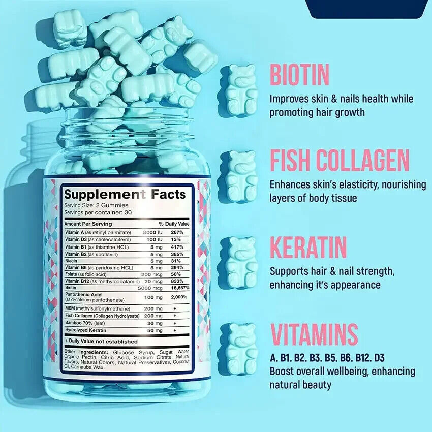 Vegan Gummy Hair Skin Nails Multivitamin Supplement Biotin Gummies Main image