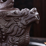 China Traditional Ceramic Tea Pot Dragon Phoenix Tea Kettle Purple Clay Tea Set