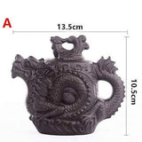 China Traditional Ceramic Tea Pot Dragon Phoenix Tea Kettle Purple Clay Tea Set
