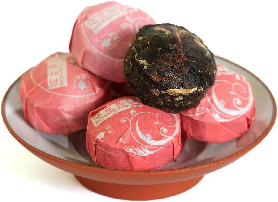 Puerh Tea Cake 20Pcs 4.23oz Year Ripe/Shu Lotus Leaf Flavored Puerh Tuocha Secondary image