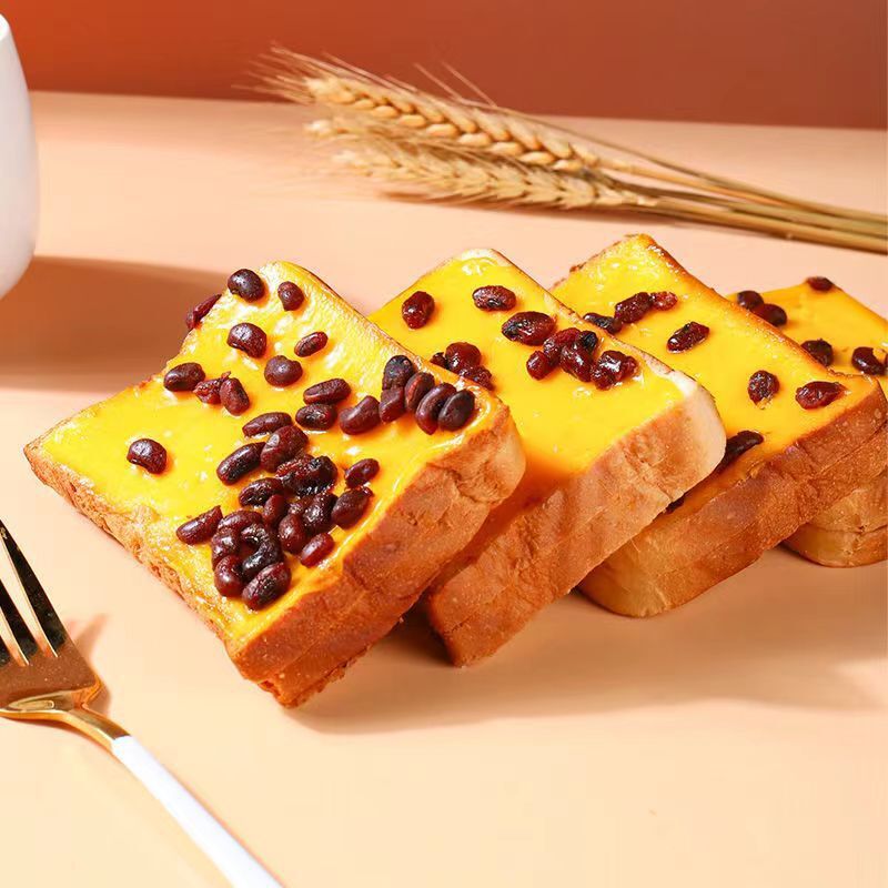 Breakfast Snack Quick Meal,Red Bean Rock Cheese Toast with Grass Jelly Filling