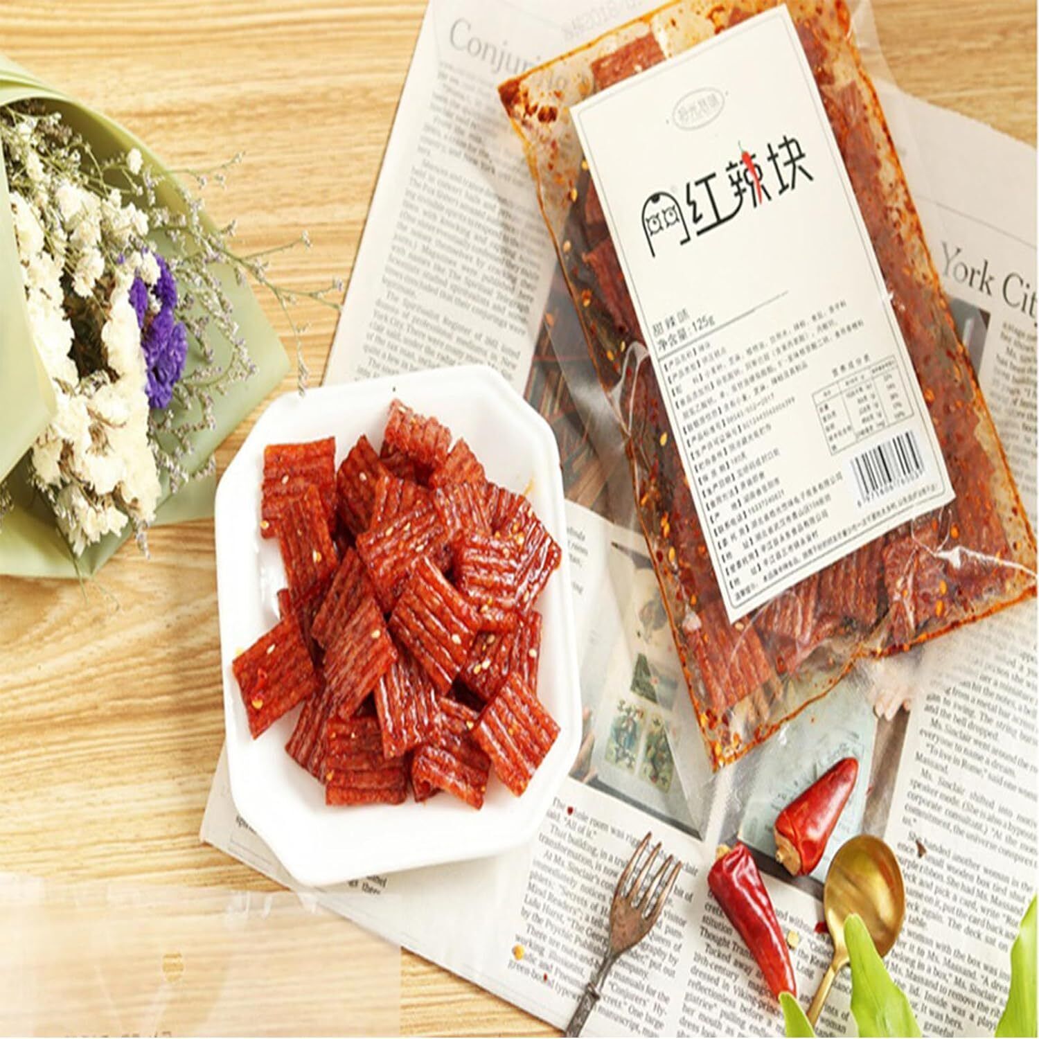 Pikanter Streifen Latiao Snack Chinesische Spezialität Veganer Pikanter Snack