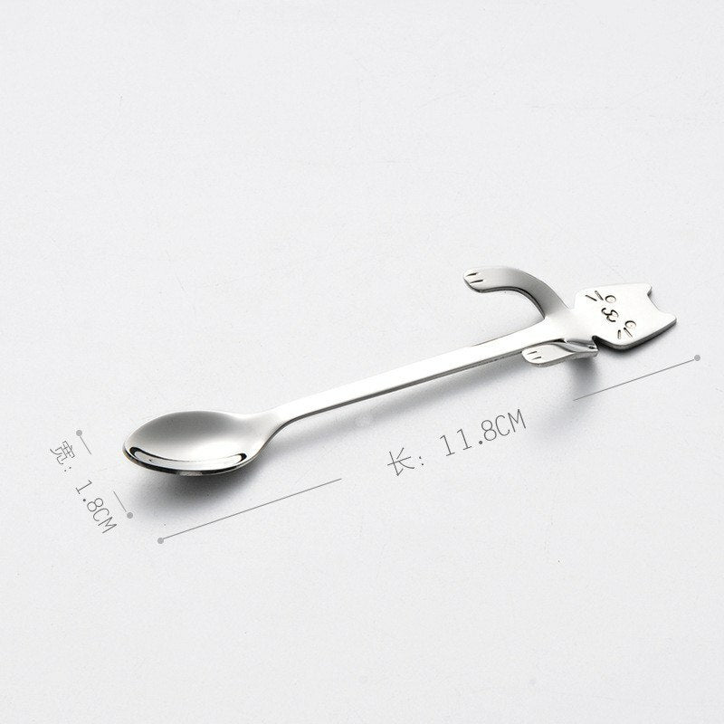 Stainless Steel Spoon Dinnerware Cat Coffee&Tea Spoon Kitchen Flatware Tableware