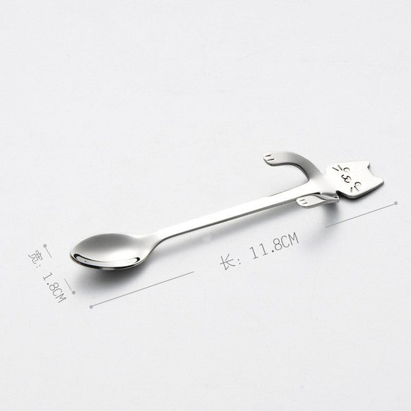 Stainless Steel Spoon Dinnerware Cat Coffee&Tea Spoon Kitchen Flatware Tableware