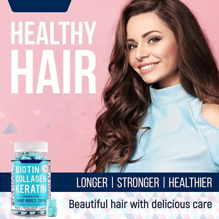 Vegan Gummy Hair Skin Nails Multivitamin Supplement Biotin Gummies