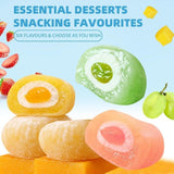 Japanese Daifuku Mochi Rice Cakes with Strawberry and Mango Sweet Dessert Snack