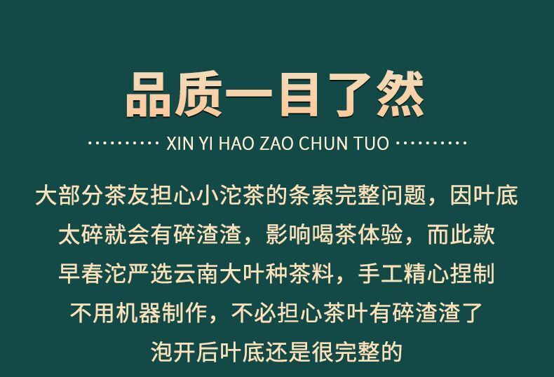 Pu'er Tea Raw Tea Early Spring Tea Big Tree Small Tuo Tea Yunnan Raw Pu'er 500g