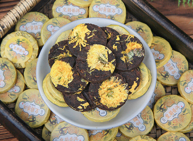 500g Ripe Pu'er Aged Tea  Chrysanthemum Pu-erh Tea Cake Small Tuo Tea