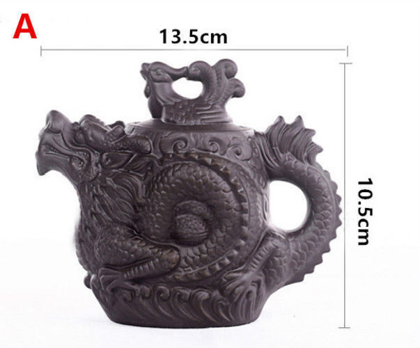 China Traditional Ceramic Tea Pot Dragon Phoenix Tea Kettle Purple Clay Tea Set