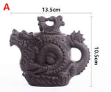 China Traditional Ceramic Tea Pot Dragon Phoenix Tea Kettle Purple Clay Tea Set