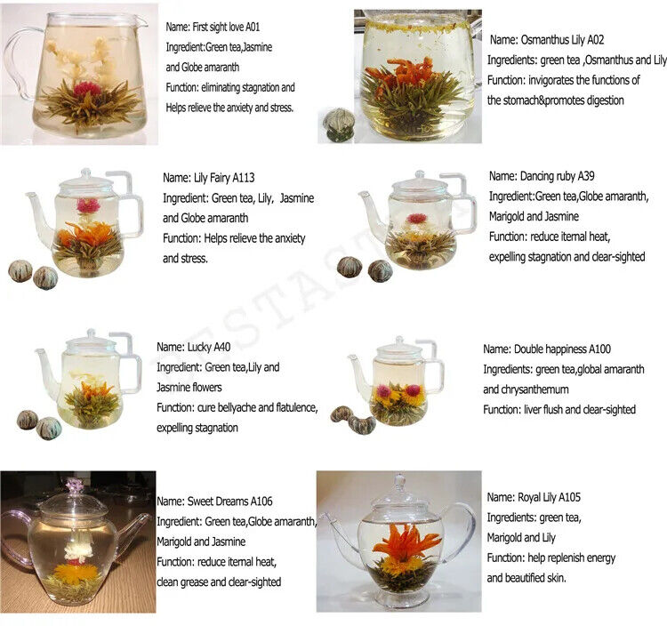 Handmade Flavored Mango Lily Rose Blooming Flower Tea Ball Yijianzhongqing 20pcs