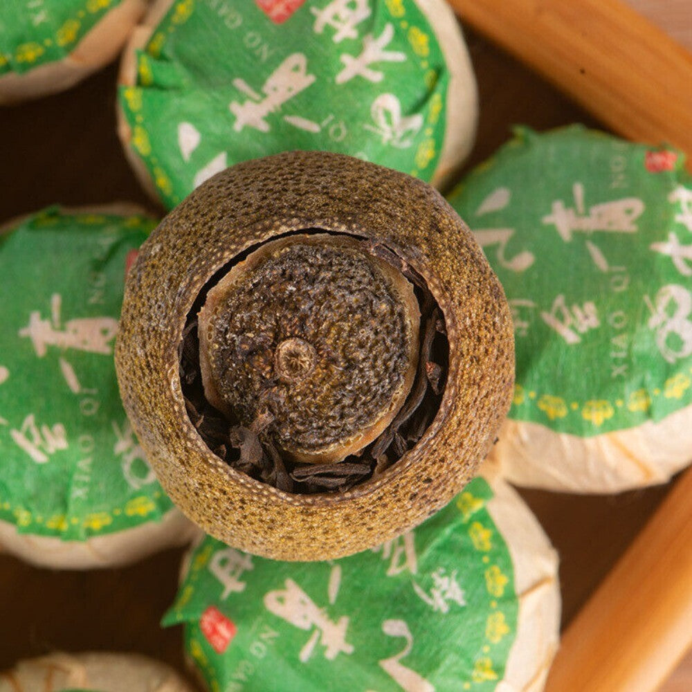 Pu Erh Ripe Tea with Small Green Tangerine 500g Premium Wooden Barrel