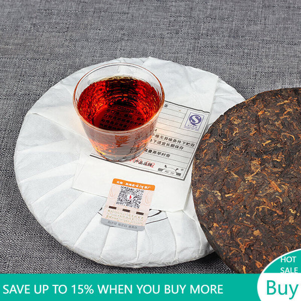 357g Pu-erh Tea Cake Old Tree Ripe Pu'er Haiwan Lao Tong Zhi Old Comerade 7578