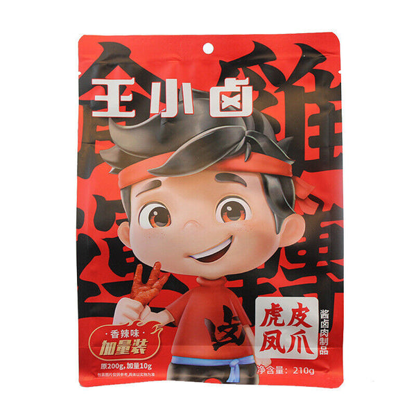 Wangxiaolu Chicken Feet Tiger Skin Chicken Feet  Instant Snacks 210g 王小卤虎皮凤爪香辣卤味