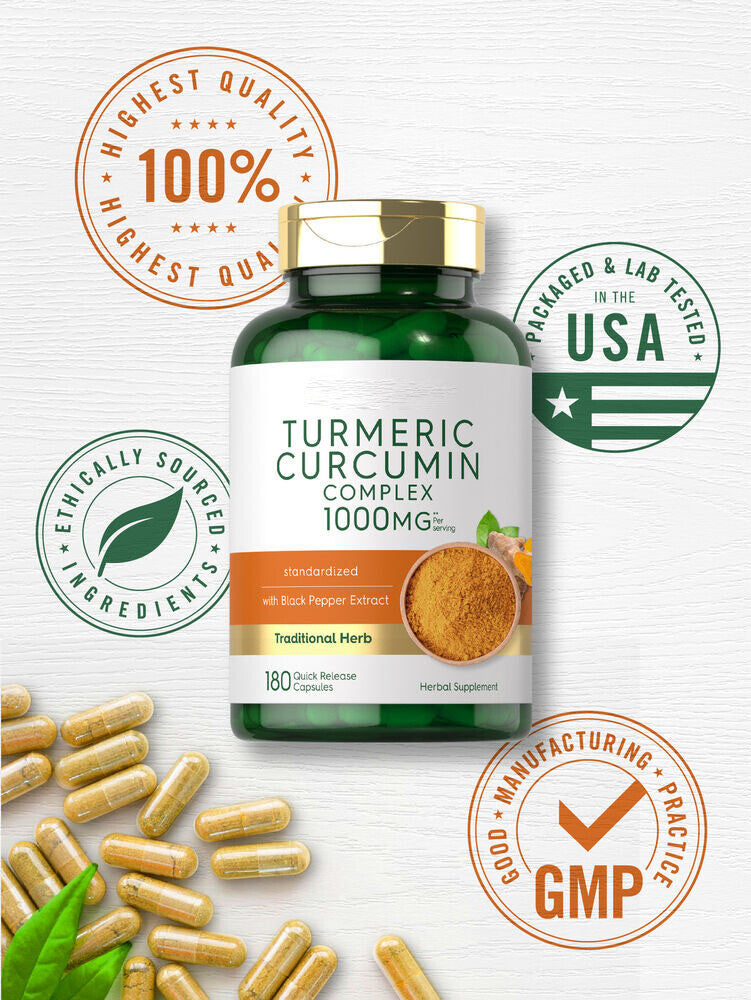 180 Capsules | by Carlyle Turmeric Curcumin with Black Pepper 1000mg | Secondary image