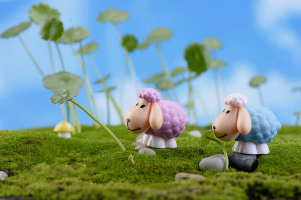 Figurines 2pc Long Ears Sheep Resin Decoration Moss Micro Landscape Deco Garden