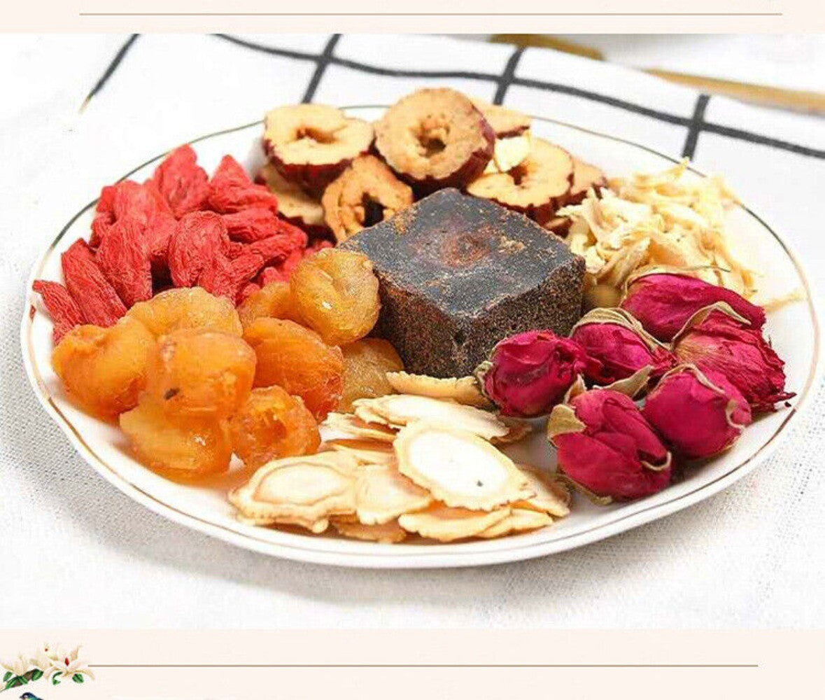 150g Herbal Tea with Ginseng Rose Ginger Longan Red Dates Brown Sugar